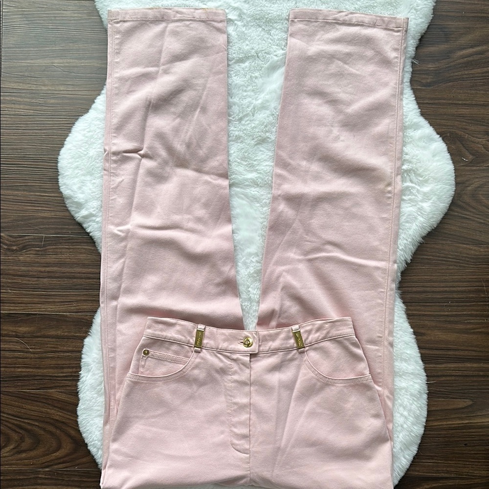Vintage St. John Sport Light Pink Pant Gold Accents size 2